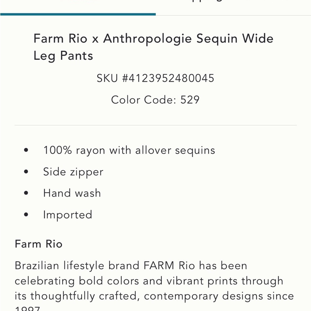 NWT FARM Rio x Anthropologie Floral Sequin Pants, Medium - Picture 3 of 4